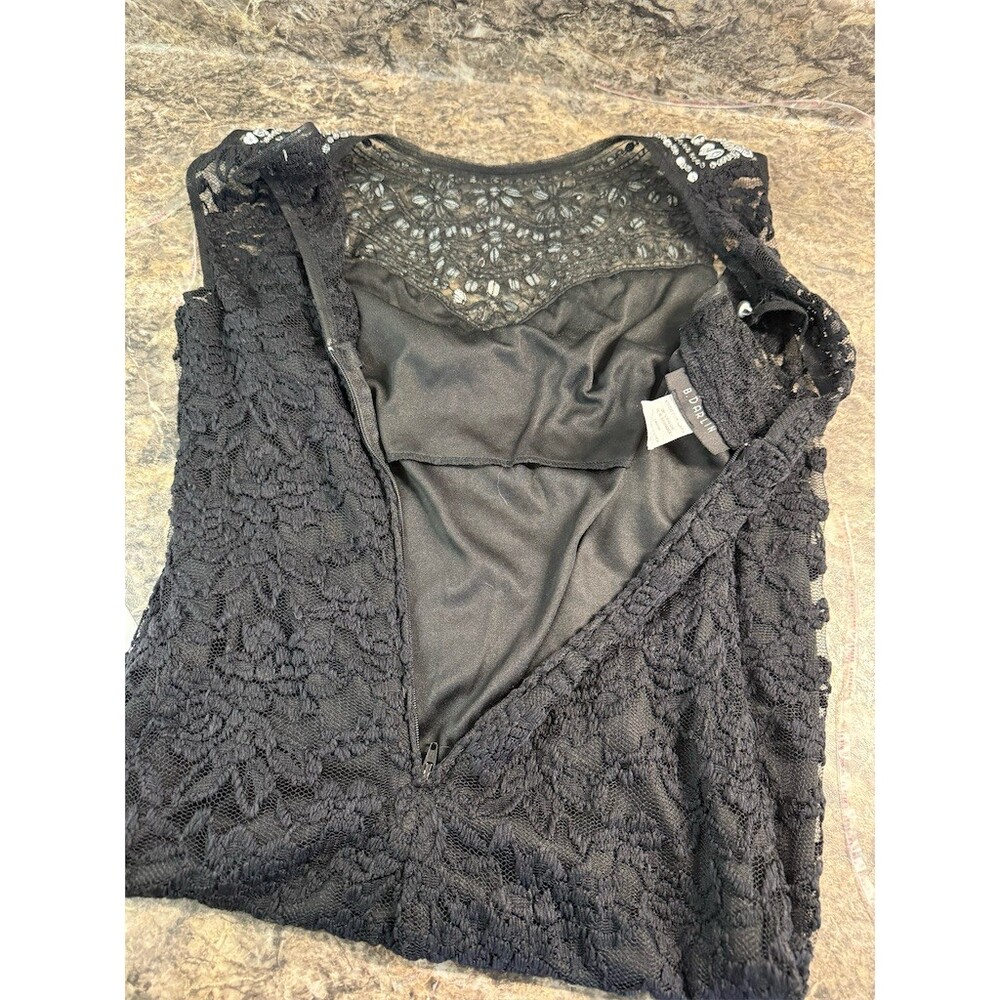 B. Darlin Dress Womens Juniors 7/8 Black Lace Sheath Cocktail Knee Length - Picture 6 of 10